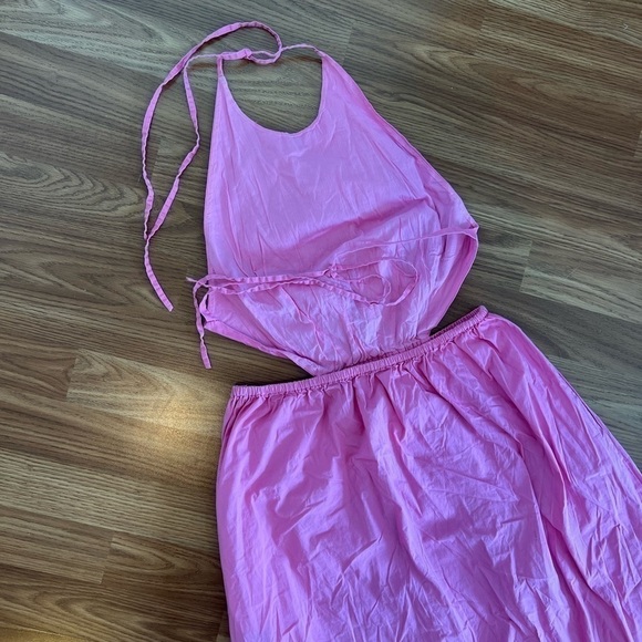 STAUD Apfel Pink Halter Cutout Sleeveless Maxi Dress - Picture 13 of 16